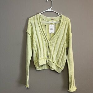 Free People Stevie distressed cardigan in Green Grapes combo size small NWT boho